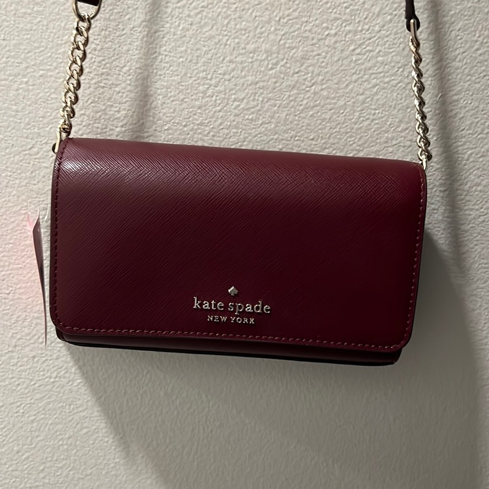 NWT Kate Spade Small Flap Crossbody in Cherrywood